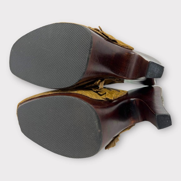 Frye (6.5) Lacey Suede Moccasin Slip-On Mule Heel Clog - Picture 8 of 12